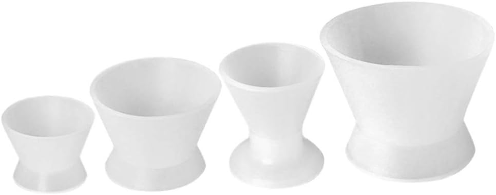 Healifty Silicone Mixing Bowl Dental Lab Rubber Mixing Cups Set for Epoxy Resin Mini Self Coagulation Practical Oral Cup Mold Supplies Easy-Clean White
