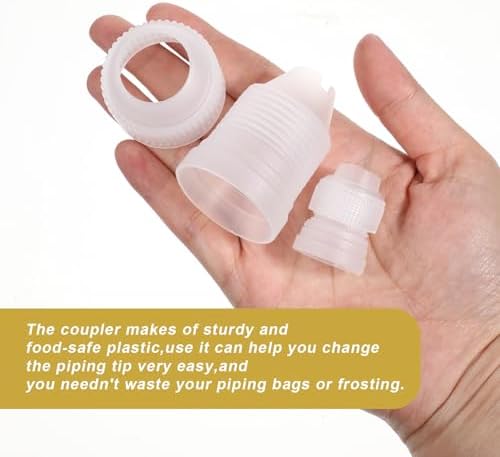 6 Pieces Couplers for Piping Bags Two Different Sizes Plastic Couplers of Large Size Cake Decorating Coupler White Pastry Bag Coupler for Piping Bags, Icing Nozzles