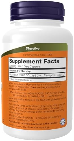 NOW Foods Supplements, Bromelain (Natural Proteolytic Enzyme) 2,400 GDU/g - 500 mg, Natural Proteolytic Enzyme*, 120 Veg Capsules