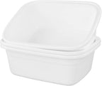16 Quart Plastic Wash Basin, White Dish Washing Tub Set of 3