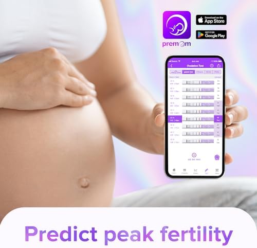 Premom Quantitative Ovulation Predictor Kit: 25 Ovulation Test Strips + 5 Pregnancy Test Strips Combo, with Smart Digital Ovulation Reader App - Accurate Numerical LH Tests