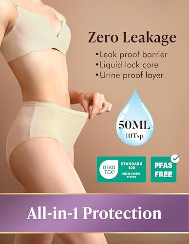 AIRCUTE Washable Adult Urine Incontinence Underwear for Women Leak Proof Absorbent Bladder Protective Panties (Large, 5 Pack)