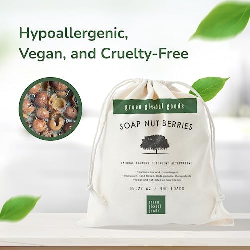 Soap Nuts Organic Berries for Laundry 330 Loads 2.2 Lbs Bulk Bag of Soap Nuts Unscented Soapberries are Nature's Alternative Detergent with Burlap Backpack - Eco-Friendly Soapnuts Help Clean Living