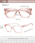 EYEURL 4 Pack Fashion Oversized Reading Glasses for Women Men Blue Light Blocking Computer Square Readers with Spring Hinge Designer Ladies Large Frame Square Anti UV Ray Eyeglasses 0.5