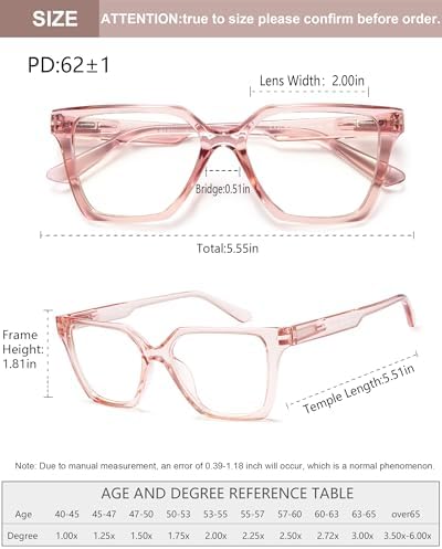 EYEURL 4 Pack Fashion Oversized Reading Glasses for Women Men Blue Light Blocking Computer Square Readers with Spring Hinge Designer Ladies Large Frame Square Anti UV Ray Eyeglasses 0.5