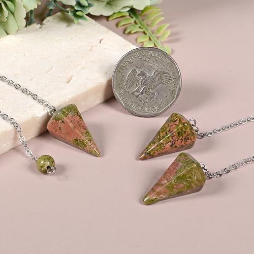 Unakite Point Crystal Mini Pendulum Healing Dowsing Energy Balancing Chakra Divination for Meditation