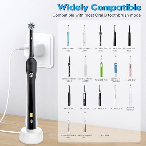 USB C Charger for Oral B Electric Toothbrush iO Series iO2 iO3 iO4 iO5 iO6, Genius X 7500, Smart/Pro, Vitality | 5V Replacement 3757 Induction Charging Base | Waterproof | Protable for Travel