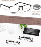 Reading Glasses for Women and Men, Rectangular Readers, Blue Light Blocking Computer Reading Glasses for Work and Daily Use
