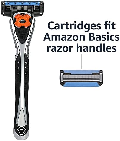 Amazon Basics 5-Blade MotionSphere Razor for Men with Dual Lubrication and Precision Beard Trimmer, Handle & 2 Cartridges (Cartridges fit Amazon Basics Razor Handles only) (Previously Solimo)