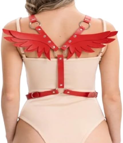 Women's Body Chest Harness Belt with Angel Wings, Body Caged Neck Waist Harness Bondage Strap fMardi Gras