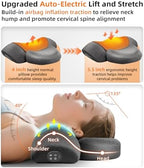 Upalled Cordless Heated Neck Massager Pillow for Pain Relief Deep Tissue, 3-in-1 Rechargeable Neck Cervical Traction Device with Heat, Massage, Electric Stretch, Ergonomic Neck Shoulder Relaxer, Grey