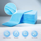 Volokitx 60 Pack 13.8×15.7 in Disposable Dish Cloths for Kitchen, Bathroom & Daily Cleaning – Durable & Short-Term Reusable Cleaning Cloths (Blue)