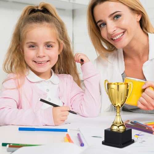 Gold Trophy Award, 7.4 Inch Plastic Trophy Cup Rewards Winning Prize for Sports Tournaments Birthday Football Competitions Spelling Bee Party Favors