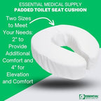 Essential Medical Supply Foam Padded Toilet Seat Cushion Riser with Hook and Loop Attachment for Toilet Seat and Washable Vinyl Cover, 2"