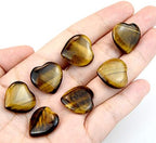 Marrywindix 15 Packs 0.8 Inch Healing Crystal Natural Tiger Eye Stone Heart Love Carved Palm Worry Stone Chakra Reiki Balancing