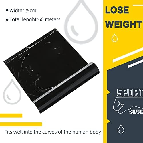 Gersoniel 1 roll 60 Meters Black Osmotic Plastic Body Wrap Workout and Sweat Enhancer Stomach Body Film Applicator Power Wrap