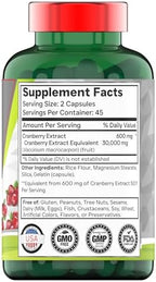 Cranberry Pills for Women & Men (30,000 MG - 90 Capsules) | Supports Urinary Tract Health* | Cranberry Concentrate Supplement | Bladder & Kidney Support* | Supports Women's Health* | Antioxidants