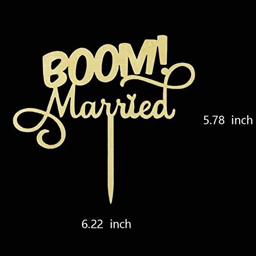 BOOM! Married Wedding Cake Topper, Wooden Funny Cake Topper, Quirky Nerdy Cake Topper, Wooden Married Cake Topper