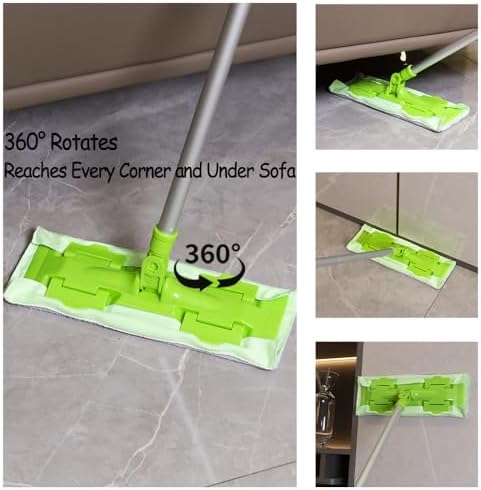 EaseYourDay Wet and Dry Flat Mop Head, Super Firm Clip on Pads, 2 Washable Mop Pads, Compatible with All Standard US Threading Pole