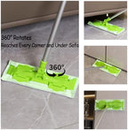 EaseYourDay Wet and Dry Mop, Super Firm Clip on Pads, 3 Washable Mop Pads, Lightweighted&Sturdy Aluminum Pole