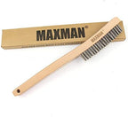 MAXMAN Wire Brush, Heavy Duty Stainless Steel Wire Brushes for Cleaning Rust, Grill Brush, Steel Brush for Paint Removal, Welding, Stiff Bristle Metal Brush with 14" Long Beech Handle, Large