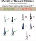 VHBW Charger for Waterpik Water Flosser WP-580, Replacement for Waterpik Charger for Waterpik WP-580 WP-582 WP-583 WP-587 Cordless Advanced 2.0 Water Flosser(Not for WP-560 Series)
