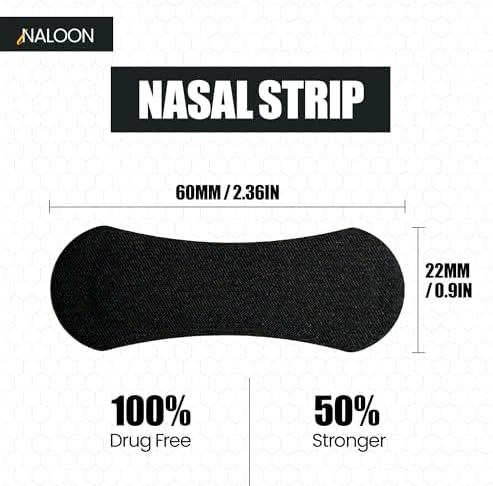 Performance Nasal Strips for Breathing, (60 Counts) - Extra Strenght Nose Strips for Snoring Comfort - Oil & Sweat Proof Adhesive Breathe Strips for Sleeping & Sports