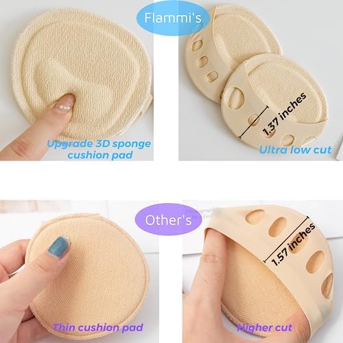 Flammi 6 Pairs Women's Toe Cover with Padding Toe Topper Liner Socks Non-Skid Bottom