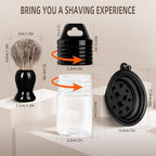 Shaving Brush Set for Men,3 in-1Natural Badger Hair Shaving Brush,Foldable Silicone Bowl, Spiral Opening Brush Case, Portable Wet Shave Gifts Used in Home and Travel (Black)