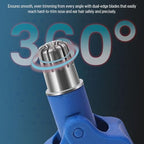 Stainless Steel Hair Trimmer for Men and Women | Manual Nose and Ear Hair Trimmer | Nose Clippers, 360° Rotating Hair Trimmers | Washable Nose Hair Remover | Blue