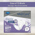 MoliCare Premium Incontinence Brief, 8D - Heavy Absorbency Adult Diaper with Refastenable Tabs - Unisex, Size Large, 24 Count, 3 Packs, 72 Total