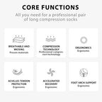 Valcatch 3 Pairs Zipper Compression Socks for Women Men 20-30 mmHg Support Hose Stockings Calf Knee High Running Walking