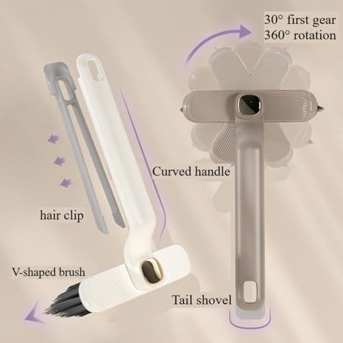2 PCS 360 Degree Multi-Function Rotating Crevice Cleaning Brush,Hard Bristle Crevice Gap Cleaning Brush,No Dead Corners Household Cleaning Tool for Cleaning Kitchen Bathroom (White)