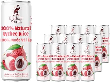 Elephant World 100% Natural Lychee Juice | NON GMO | 10.8 oz (Pack of 12), Lychee