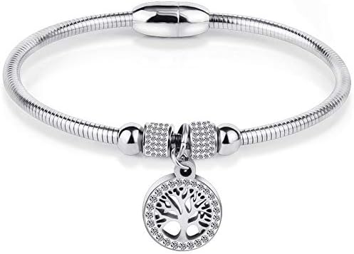 Jude Jewelers Stainless Steel Tree of Life Charm Bangle Bracelet Cocktail Party Anniversary