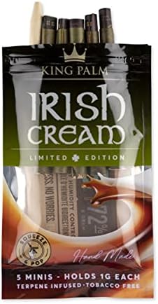 King Palm Flavors Mini Size Cones - 1 Pack, 5 Rolls Terpene Infused (Irish Cream) organic Flavored Pre Rolled Cones - King Palm Flavors Pre Rolls