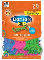 DenTek Kids Fun Flossers Wild Fruit | 75-Count Floss Picks | 2-Pack