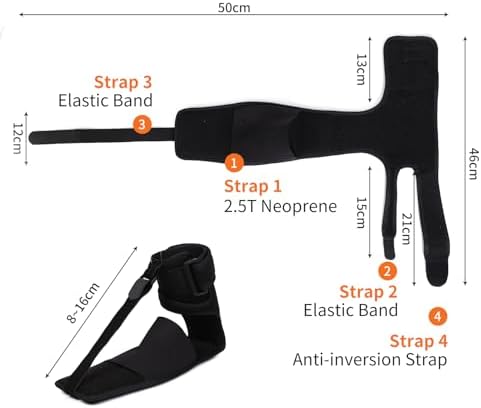 Plantar Fasciitis Night Splint with Arch Support - Adjustable & Comfortable Foot Brace for Achilles Tendonitis, Heel Spur, and Foot Drop Pain Relief - Fits Both Day & Night Use (Black)