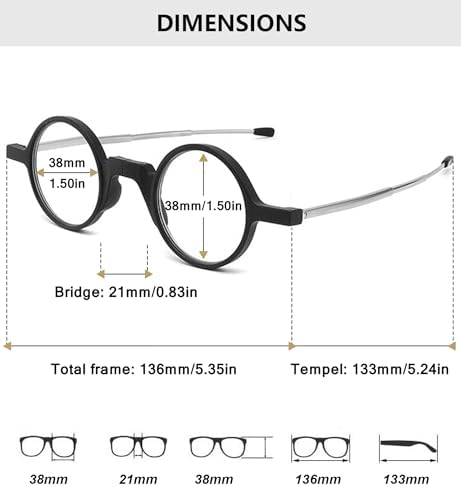 Mini Portable Folding Round Reading Glasses Women Men Blue Light Blocking Pocket Reader Eyeglasses with Bag Case