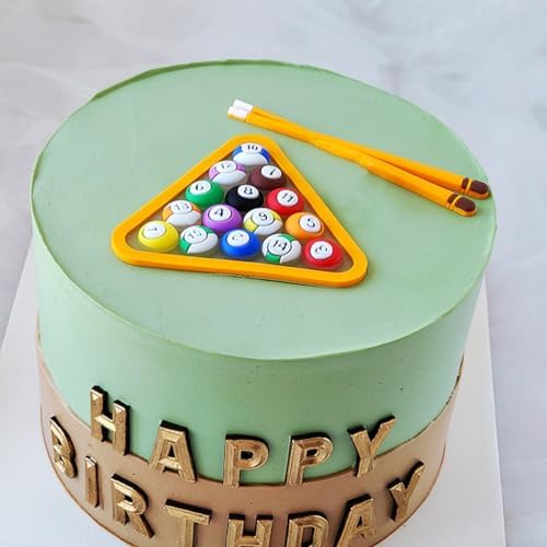 BESTOYARD 4 Sets Pool Cake Decorating Cake Diy Adornment Dollhouse Billiards Model Ball Cake Topper Birthday Snooker Table Top Decor Billiards Cake Decor Toy Miniature Man Soft Rubber