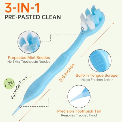 24-Pack Pre-Pasted Mini Travel Toothbrushes, Individually Wrapped Value Pack, Disposable Toothbrushes with Toothpaste, Waterless Single-Use Extra Soft Bristle for Adults, On-The-Go & Braces