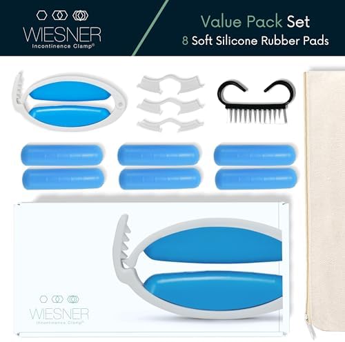 Value Pack Kit = Wiesner Clamp + Replacement Pads - Wiesner Male Incontinence Clamp - 3 Adjustable Sizes - Comfort & Confidence All Day Long - Best Penile Clamp!