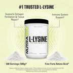 NutraBio L-Lysine Powder 500g – Essential Amino Acid for Protein Metabolism, Collagen Support, & Immune Health – Pure, Unflavored, Non-GMO, Vegan- 500 Servings