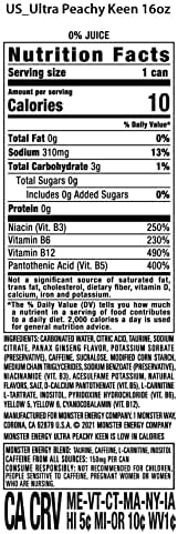 Monster Energy Ultra Peachy Keen, Sugar Free Energy Drink, 16 oz (Pack of 15) | Pack of 15