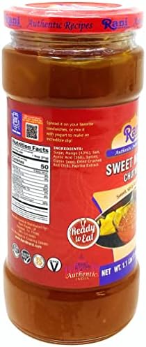 Rani Sweet Mango Chutney (Indian Preserve) 17.6oz (500g) 1.1lbs Glass Jar, Ready to eat, Vegan ~ Gluten Free, All Natural, NON-GMO
