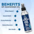 Pure Magnesium Oil Spray 8oz - Topical Magnesium Spray for Sleep & Feet - Extra Strength - USP Grade - 100% Natural and Organic Oil for Muscle Pain & Cramps - Made in USA - 2 Pack