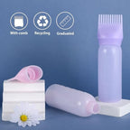 Pimoys Root Comb Applicator Bottle 6 Ounce, Oil Applicator for Hair Dye, Hair Oiling Bottle Brush with Graduated Scale, Purple