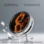 Keychain Pill Holder - Portable 3 Compartment Mini Pill Case for Pocket & Purse, Vitamin Container, Easy-Open Design for Travel - Quiet Sunflower