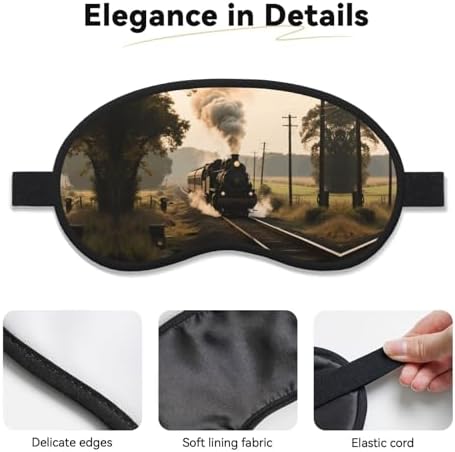 Steam Train Sleep Mask for Side Sleepers: Blackout Eye Masks for Sleeping - Soft Breathable Soft Eye Shade Cover for Travel - Adjustable Night Blindfold for Men Women Gifts