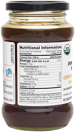 INDIGENOUS HONEY USDA Certified Organic Raw Wild Blossom Honey, Unfiltered Small-Batch Micro-Lot Harvest, Glass Jar, Single-Origin, 17.64 oz